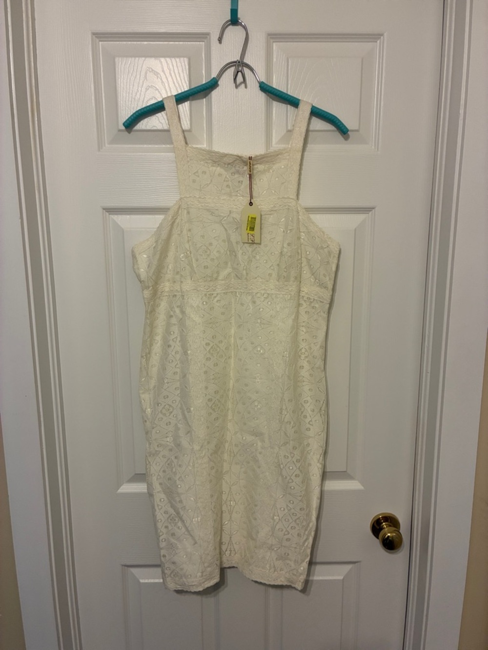 NWOT Max Studio Specialty Products Cream Eyelet Mini Dress with Square Neckline
